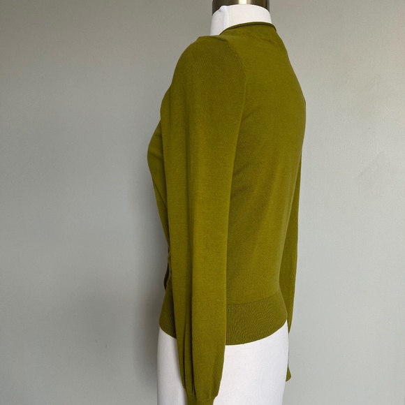 Milly Green Wooden Embellished Button Down Long Sleeve Cocktail Sweater Top Smal - Picture 11 of 11